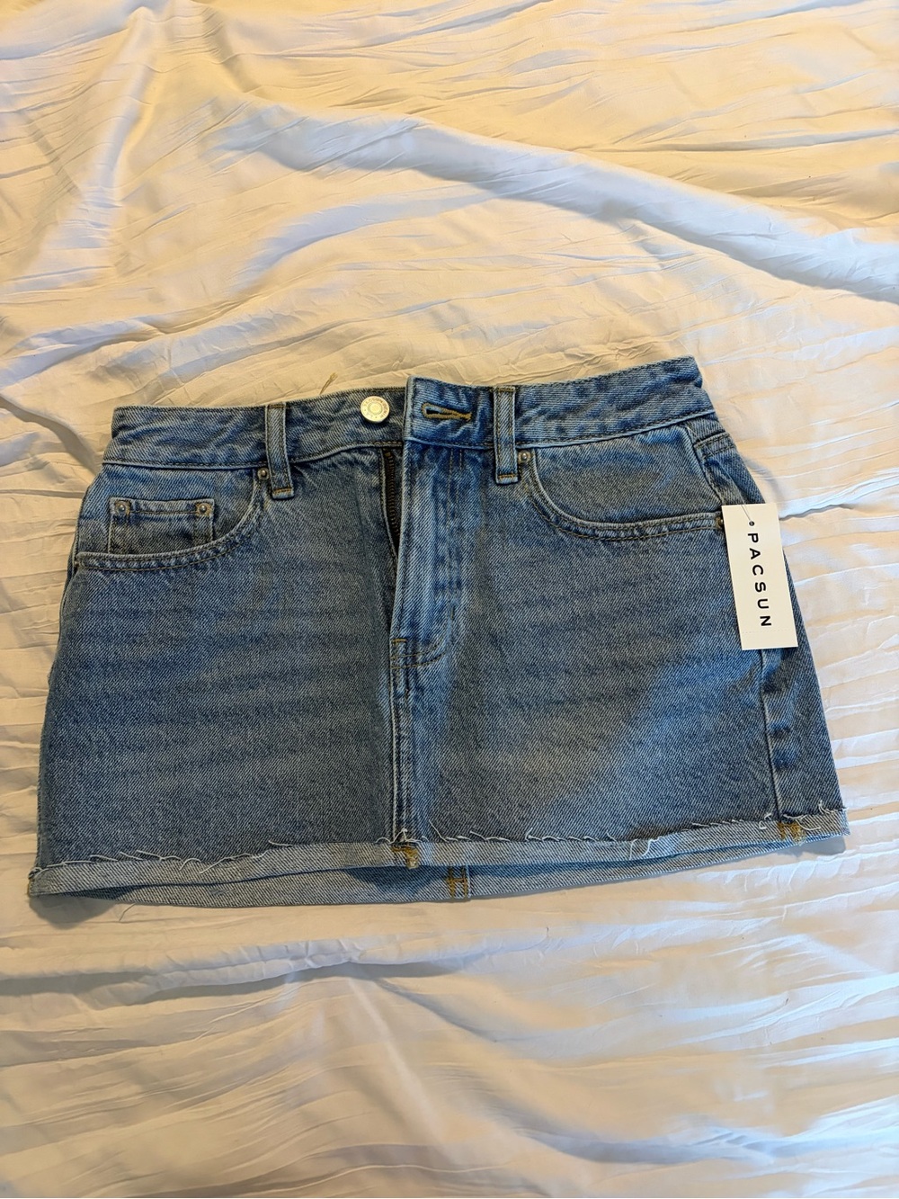 PacSun Faded Light Blue Denim Mini Skirt - Picture 1 of 4